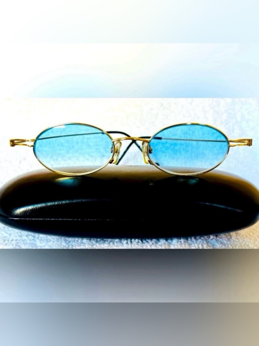 VERY RARE Authentic Gucci Coogi Brand Name Gold Metal Frame Blue Tint Sunglasses - Picture 4 of 15
